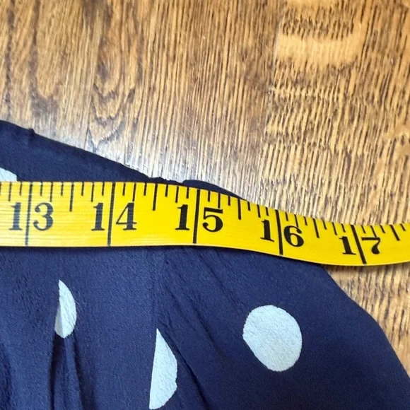 Anthropologie Navy and White Polka Dot Midi Dress - Picture 11 of 13